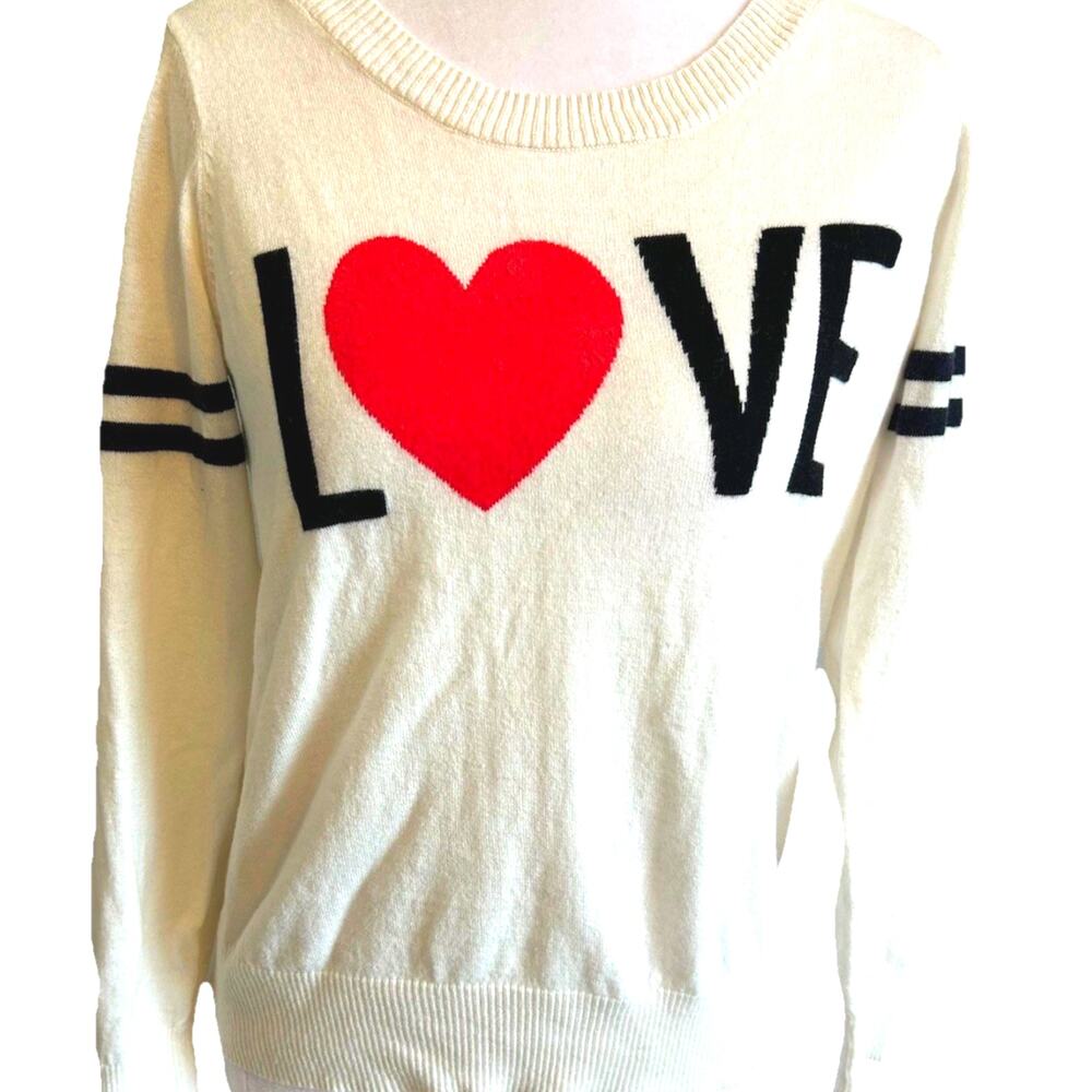 Hearts Love Sweater Anthropologie Chaser Retro Preppy Stripe Lightweight S
